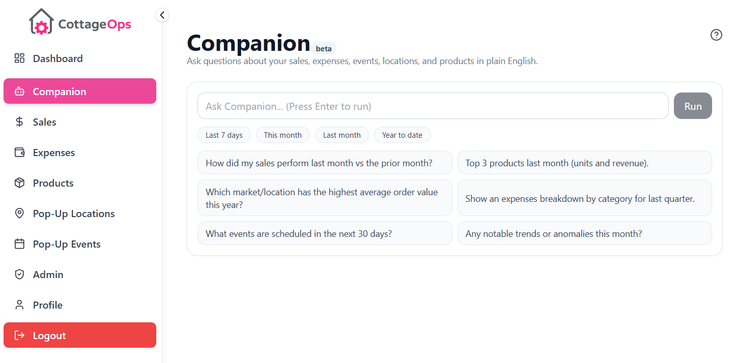 AI Companion inside CottageOps